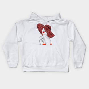 Elegant Red Hat Style: Subtle Mystery Kids Hoodie